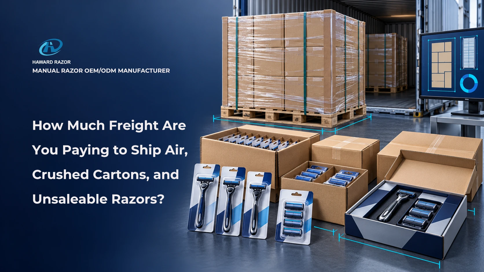 Razor carton optimization and pallet configuration for lower freight cost
