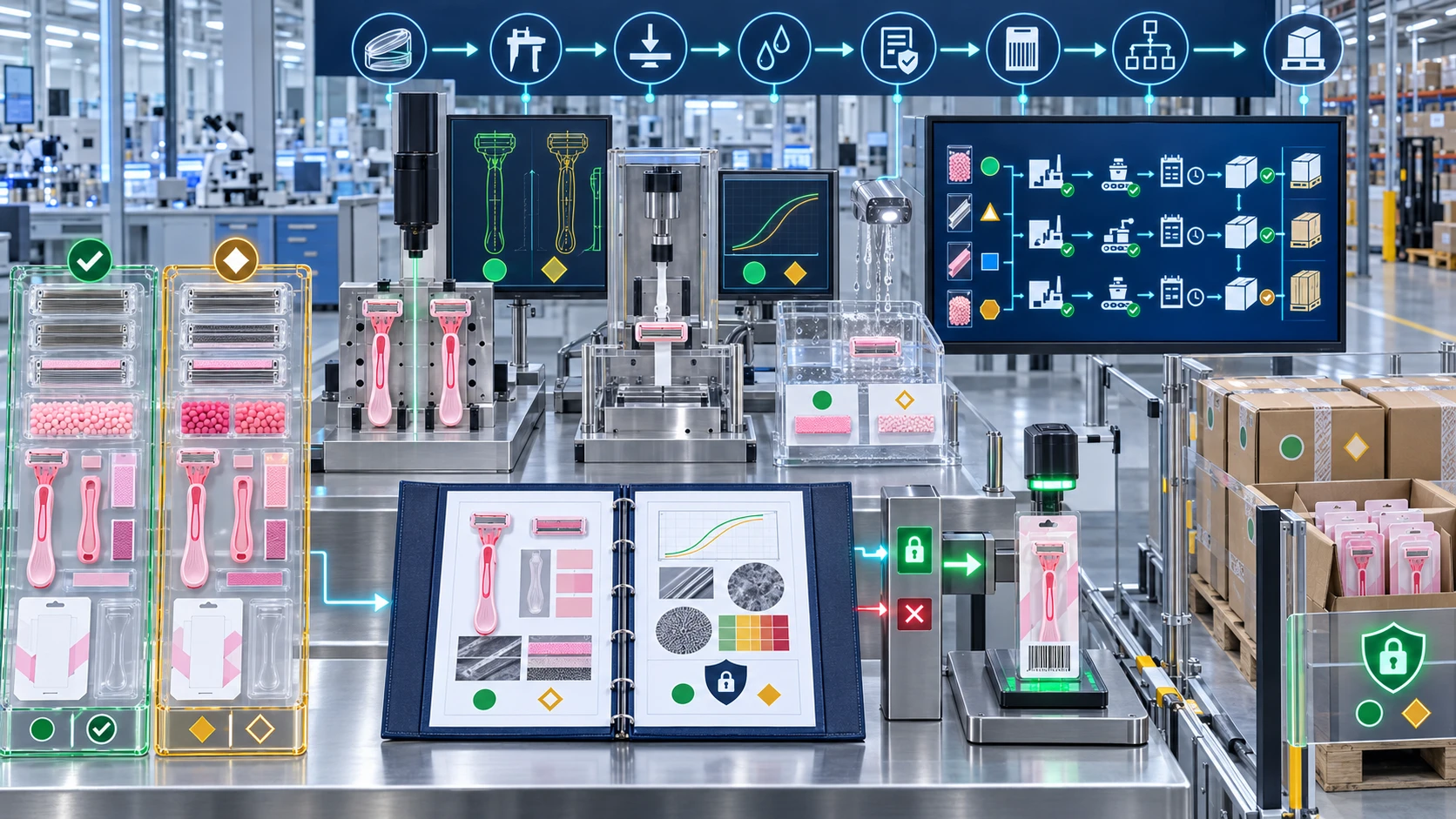 Razor supplier change notification revalidation and lot traceability process