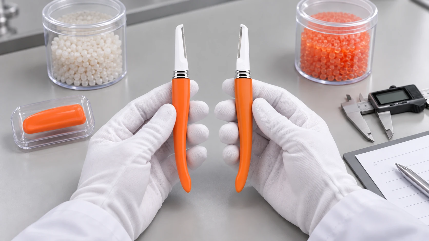 Approved alternate material validation for molded razor handles and overmold grips