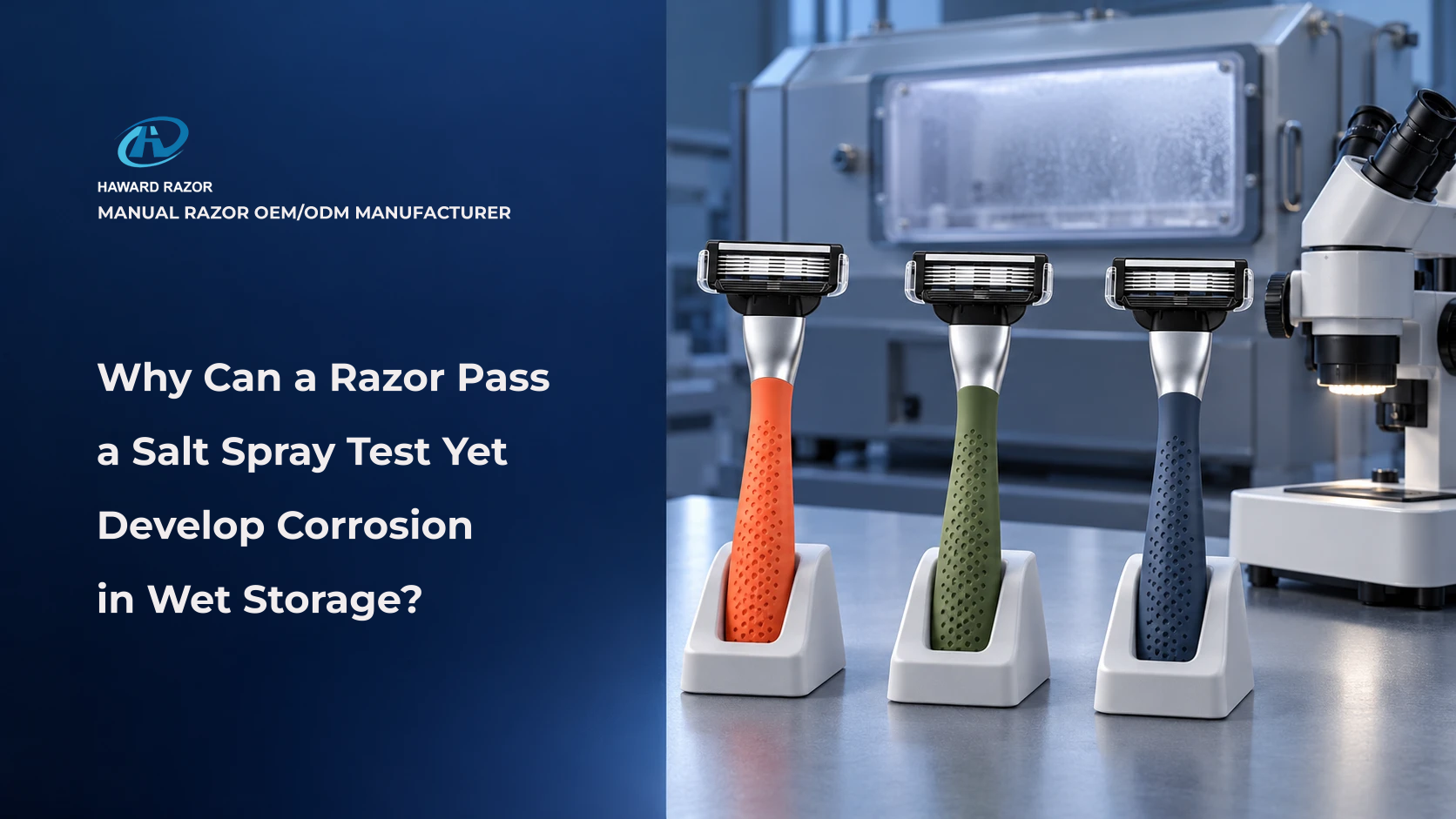 Razor corrosion test setup for cartridge blades and metal handles