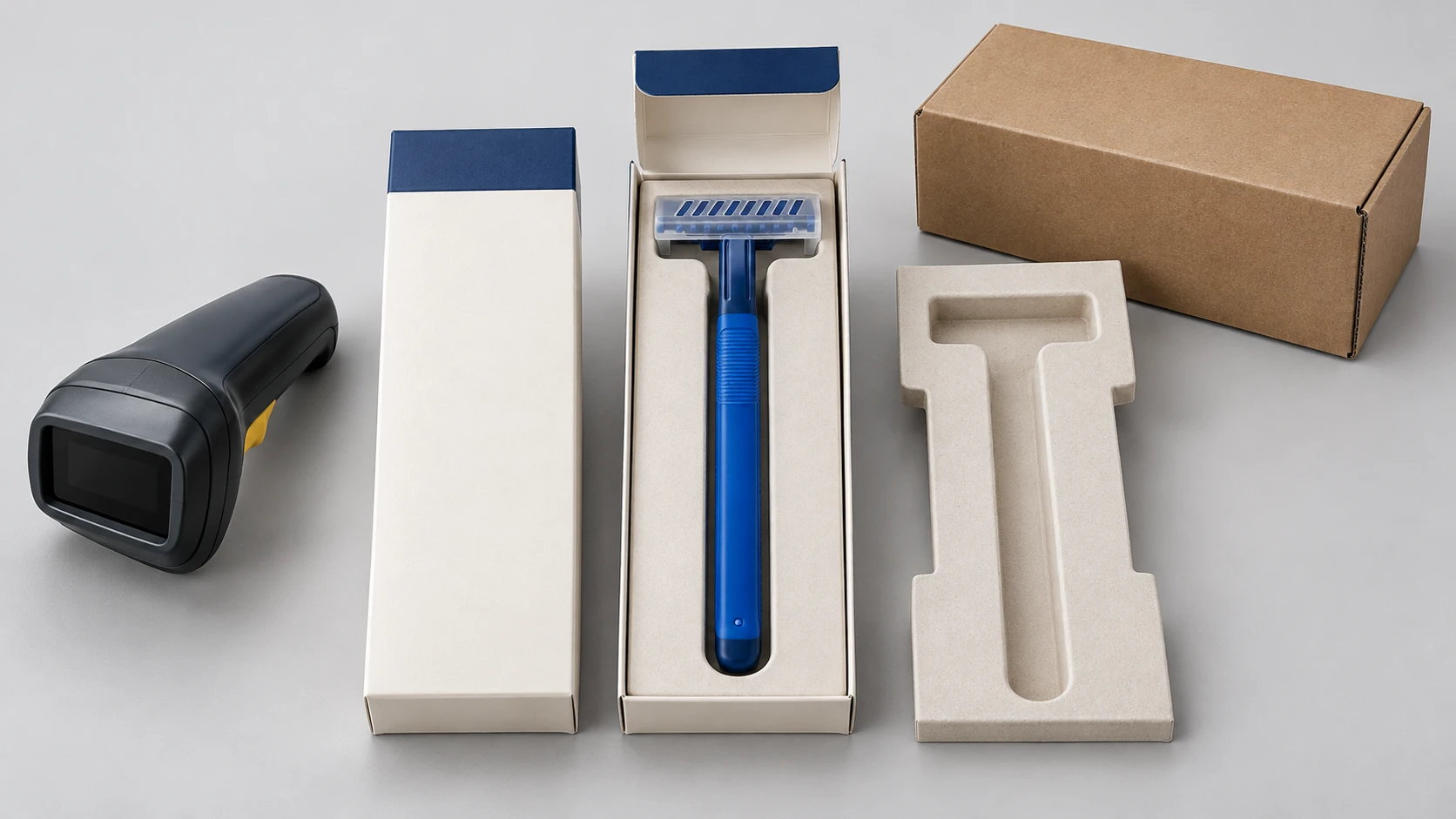 Retail packaging and protective inserts reviewed before scaling a razor pilot order